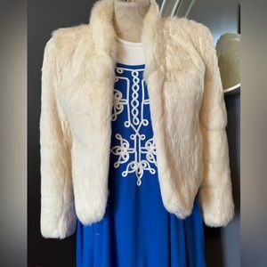 Vintage Split End LTD White Rabbit Fur Coat Size Small